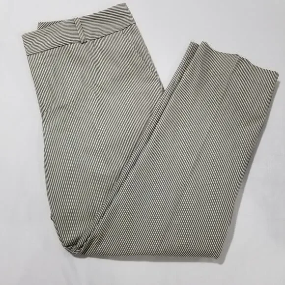 Norma Kamali Pants 8 Black Straw Stripe Crop Ankle Flat Front - Picture 3 of 12